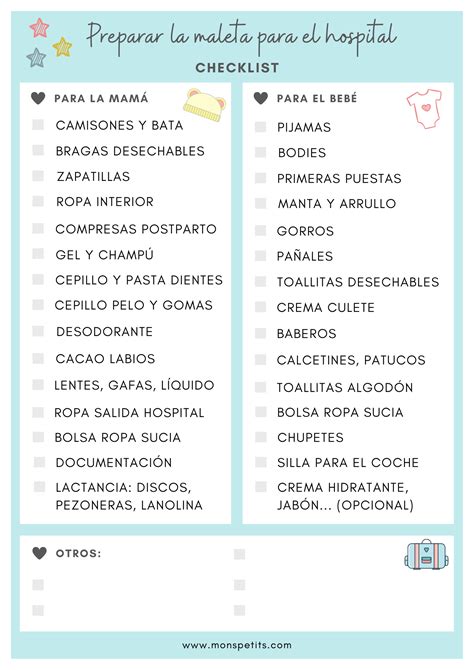 Lista de verificación (checklist) para organizar la maleta de hospital del bebé