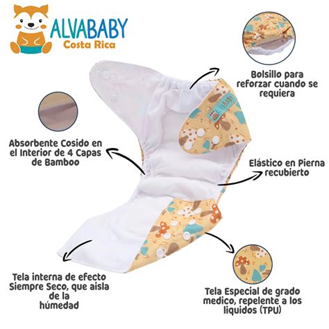 Esquema comparativo entre los componentes de un pañal de tela: absorbente, cobertor y accesorios adicionales (liner, siempre seco).