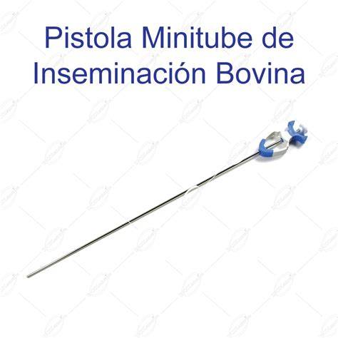 Esquema de un catéter de inseminación bovina y su inserción en el útero