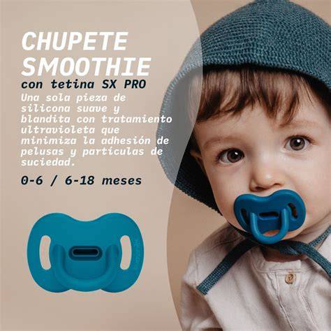 Infografía mostrando el diseño ergonómico de un chupete Suavinex