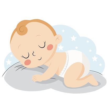 ilustración de un bebé durmiendo plácidamente con un chupete