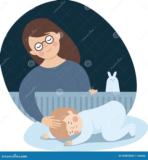 Fotografía temática de una madre cantando a su bebé en una cuna con iluminación suave y cálida