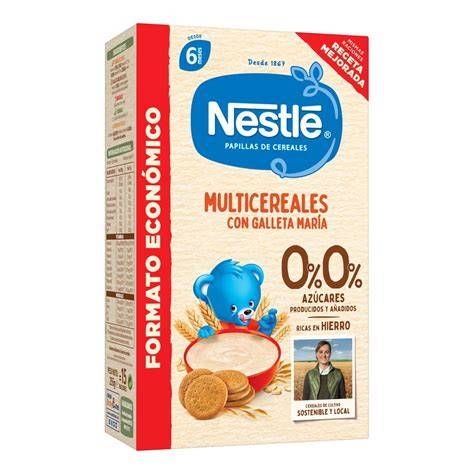 Foto del envase de la Papilla Multicereales con Galleta Nestlé 0%0% en formato económico