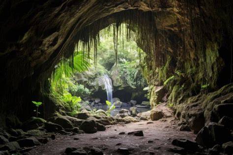Fotografía de la entrada de una cueva de fecundidad con forma ovalada