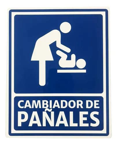 Señal de baño con cambiador de pañales