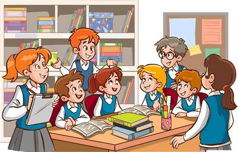 Alumnos en clase estudiando con libros