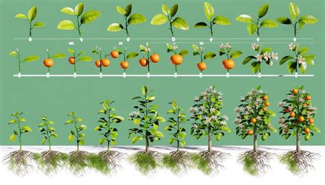 Fotografía de frutos de cítricos en desarrollo en un árbol
