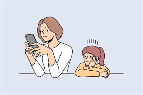 Ilustración de una familia donde un padre parece absorto en sí mismo mientras el niño intenta llamar su atención.