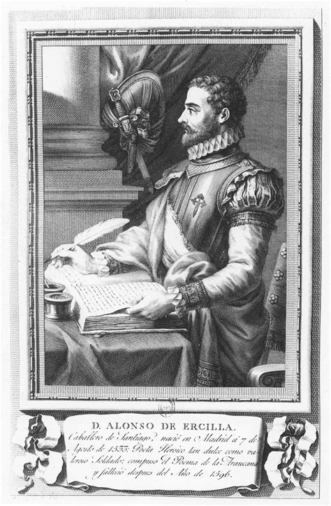 Retrato grabado de Alonso de Ercilla y Zúñiga de 1800.