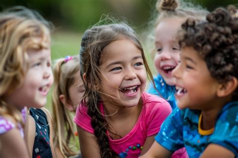 Foto de niños riendo y jugando en un parque soleado, con un enfoque en la vitalidad infantil.