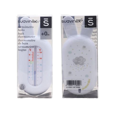 Termómetro de baño infantil Suavinex con escala de colores rojo y verde.