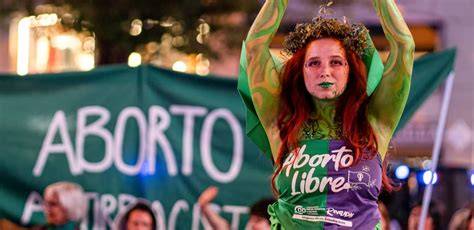 Mujeres activistas manifestándose por el derecho al aborto