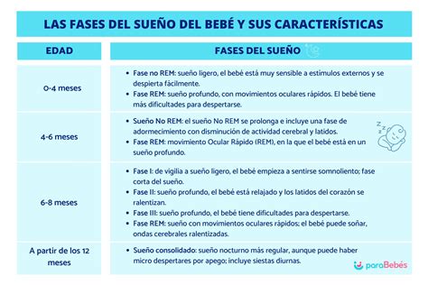 Infografía sobre las fases del sueño del bebé y hitos del desarrollo infantil