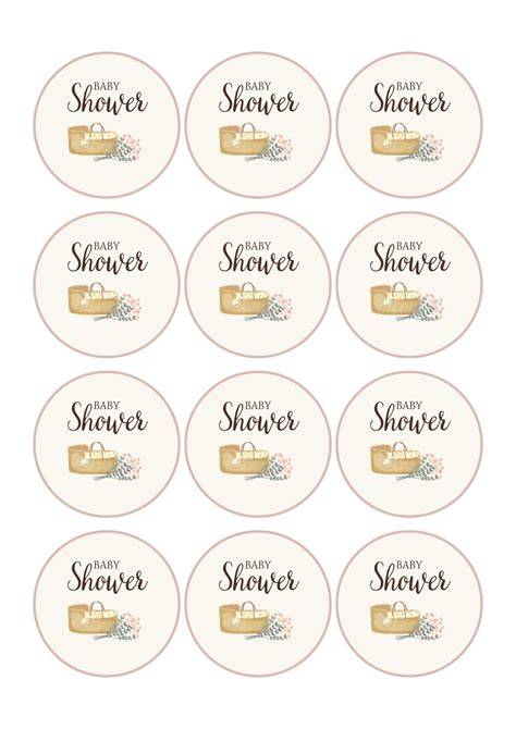Ejemplos de plantillas de etiquetas para baby shower de Canva con diseños variados