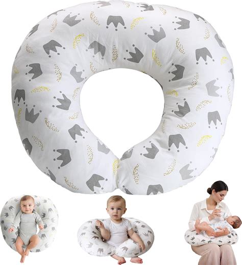 Imagen de una funda de almohada de lactancia de algodón orgánico con un diseño moderno.