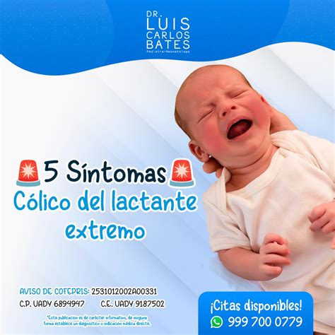 Infografía mostrando los síntomas del cólico en bebés.