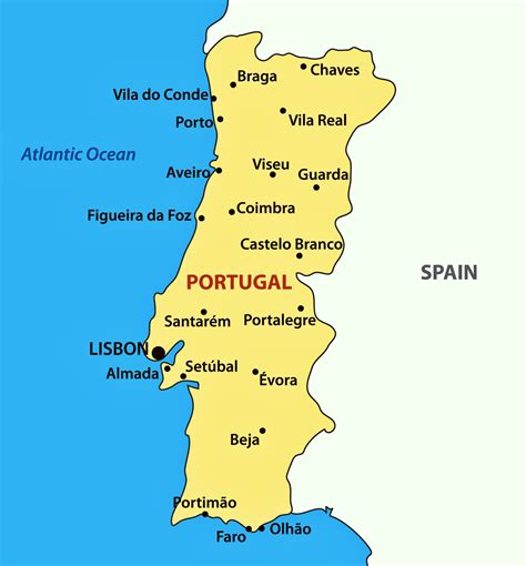 Mapa de Portugal destacando la ubicación de Ovar entre Oporto y Aveiro.