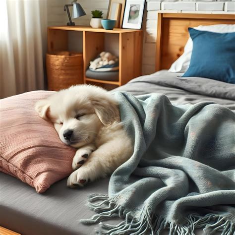 Foto de un cachorro durmiendo plácidamente en su cama o transportín