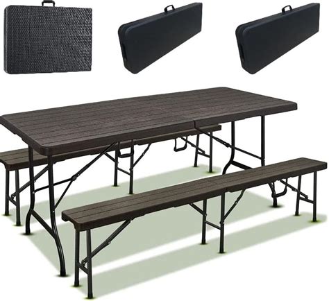 Conjunto de mesa plegable con bancos y nevera portátil