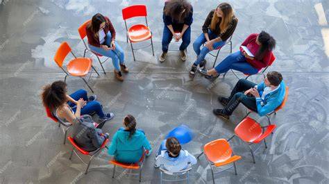 Un grupo de apoyo, con varias personas sentadas en círculo compartiendo sus experiencias de duelo