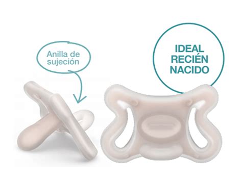 Infografía del chupete Suavinex Zero.Zero destacando sus características como cuello fino, tetina plana y diseño aireado