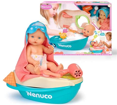 Nenuco Muñeco Bebé Baño de Espuma con bañera que se transforma en cambiador
