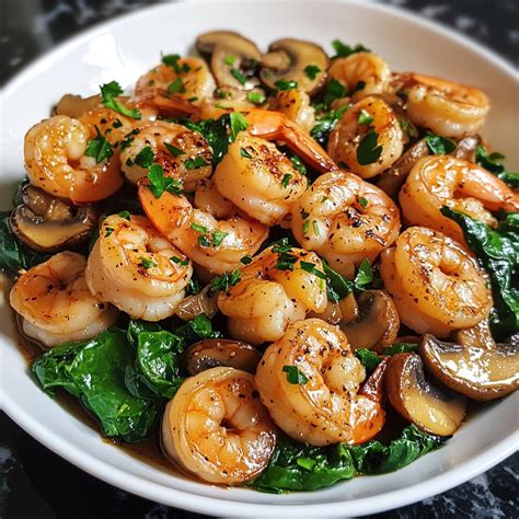 Sartén con gambas y espinacas cocinándose junto al sofrito