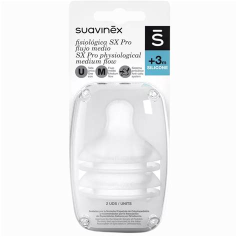Infografía detallando las características de la tetina fisiológica Suavinex SX Pro