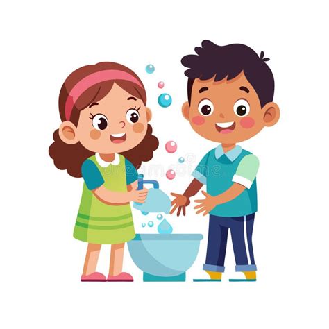 Ilustración de niños lavándose las manos y cubriéndose al toser