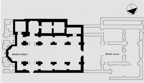 Diagrama de la planta de la iglesia rupestre y su orientación