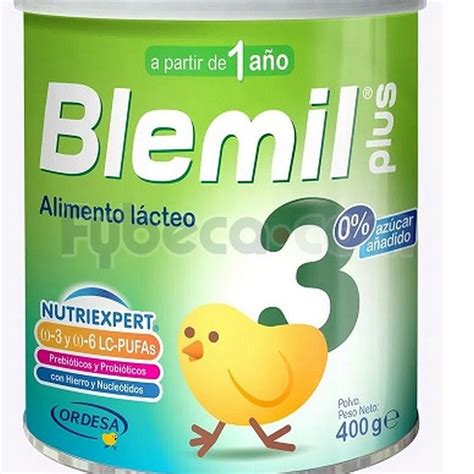 gráfico comparativo: beneficios nutricionales de Blemil Plus 3 frente a la leche de vaca convencional