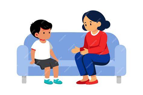 Ilustración de padres y un niño hablando con un terapeuta
