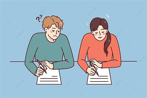 Ilustración de un estudiante haciendo trampa en un examen con notas ocultas