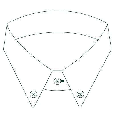 Esquema mostrando el cuello americano y los automáticos de un body para bebé.
