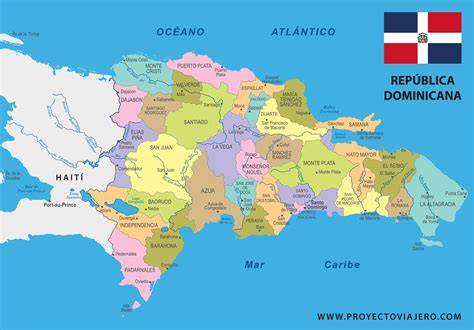 Mapa de la República Dominicana con la ubicación de hospitales pediátricos y cirujanos
