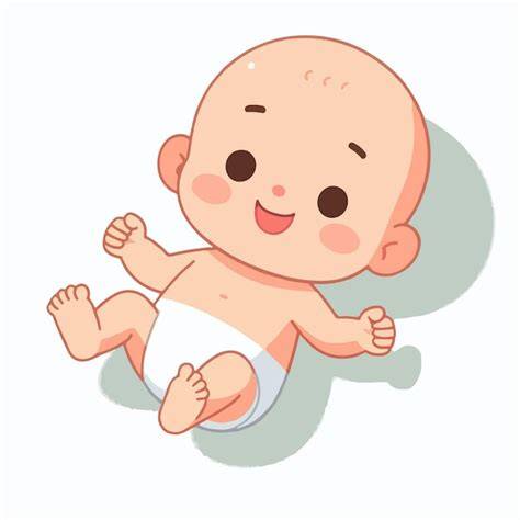 Ilustración de un bebé feliz con un pañal limpio