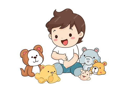 niño jugando con diversos juguetes de construcción y peluches