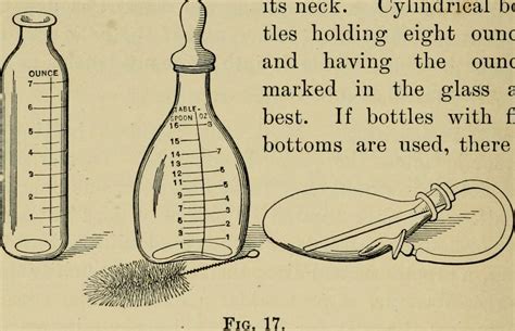 Ilustración de un biberón del siglo XIX con un conducto de caucho.