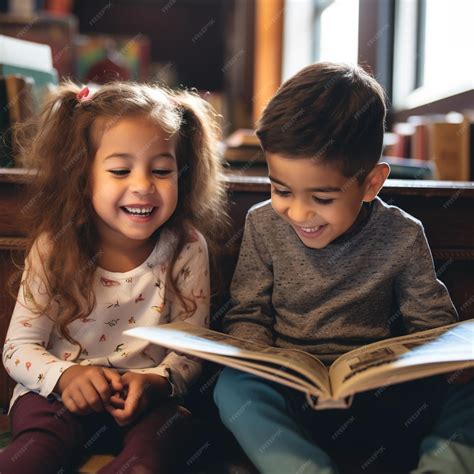 Foto de niños leyendo juntos en una biblioteca escolar