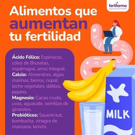 Infografía sobre alimentos beneficiosos para la fertilidad femenina y masculina