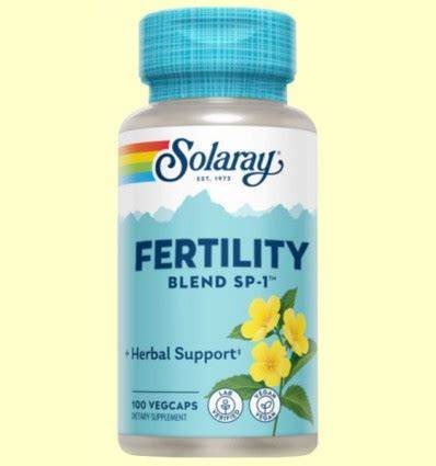 Envase de Solaray Fertility Blend mostrando las cápsulas veganas