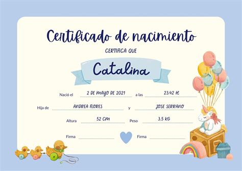 Variedad de plantillas editables para certificados de nacimiento reborn