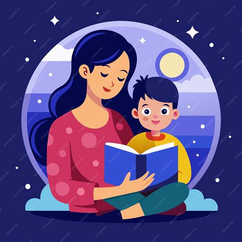 Una madre leyendo un cuento a su hijo/a.