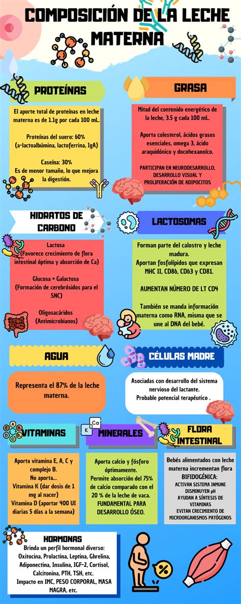 Infografía: Componentes clave de la leche materna y sus funciones