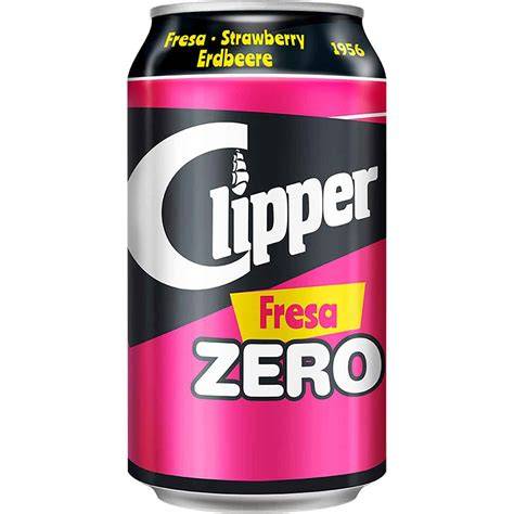 Botella de Clipper Fresa de 2 litros y lata de Clipper Fresa Zero