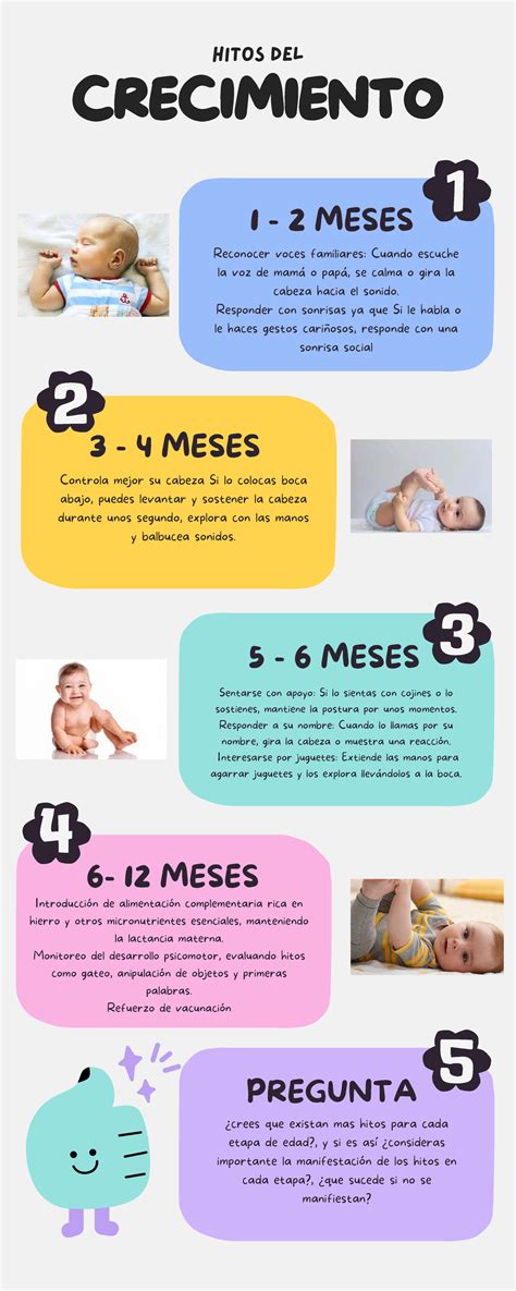 infografía sobre los hitos del desarrollo del bebé mes a mes