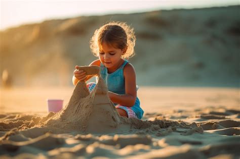 bebé jugando con arena en la playa bajo una sombrilla
