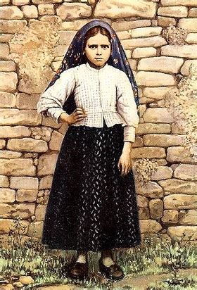 Ilustración de Jacinta Marto en oración, viendo una visión del Papa sufriendo
