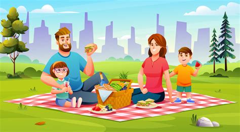 Familia disfrutando de un picnic en el parque con su bebé