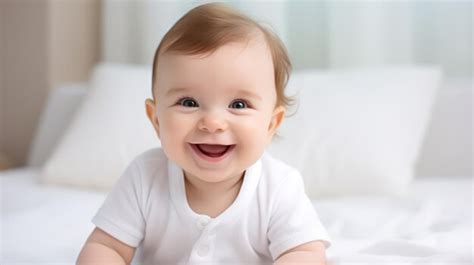 Primer plano de un bebé sonriendo, rodeado de elementos que sugieren investigación científica (lupas, gráficos)